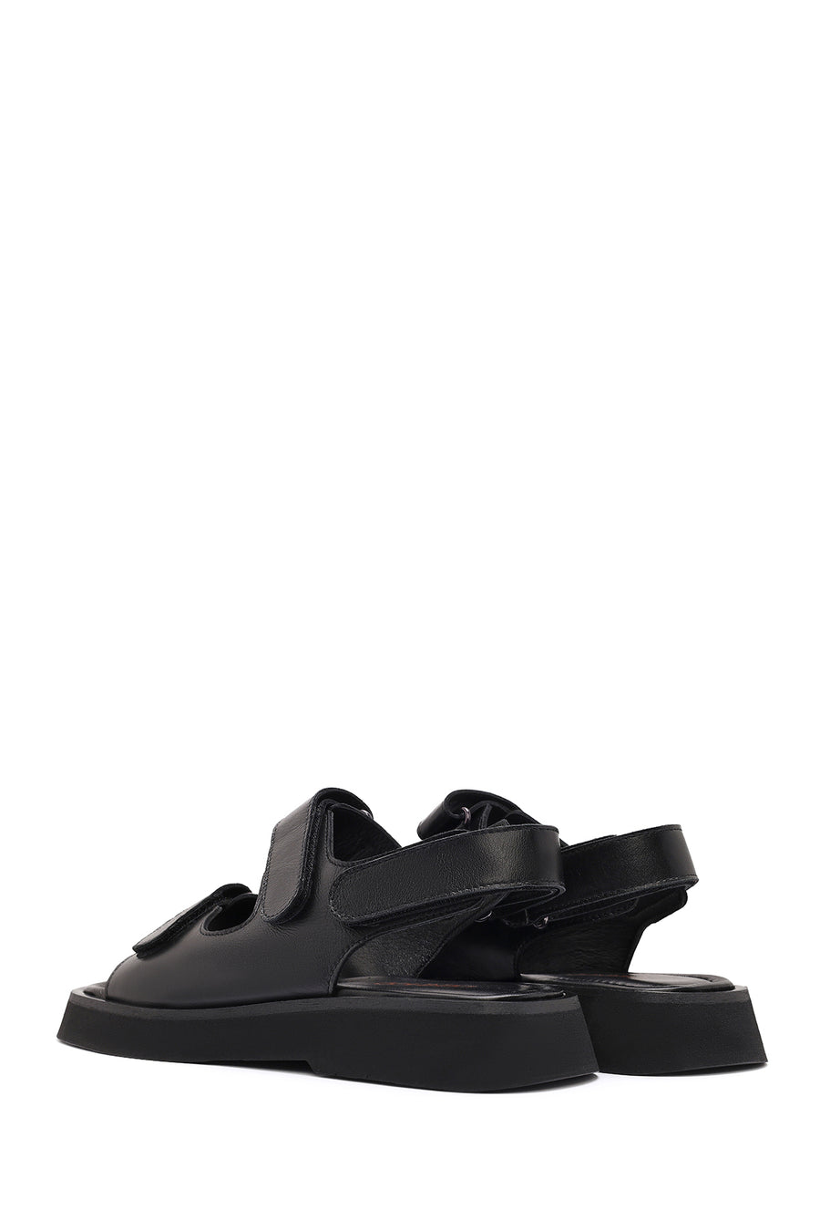 Women's Black Strappy Leather Sandals