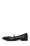 Women's Black Banded Leather Ballerinas | Derimod