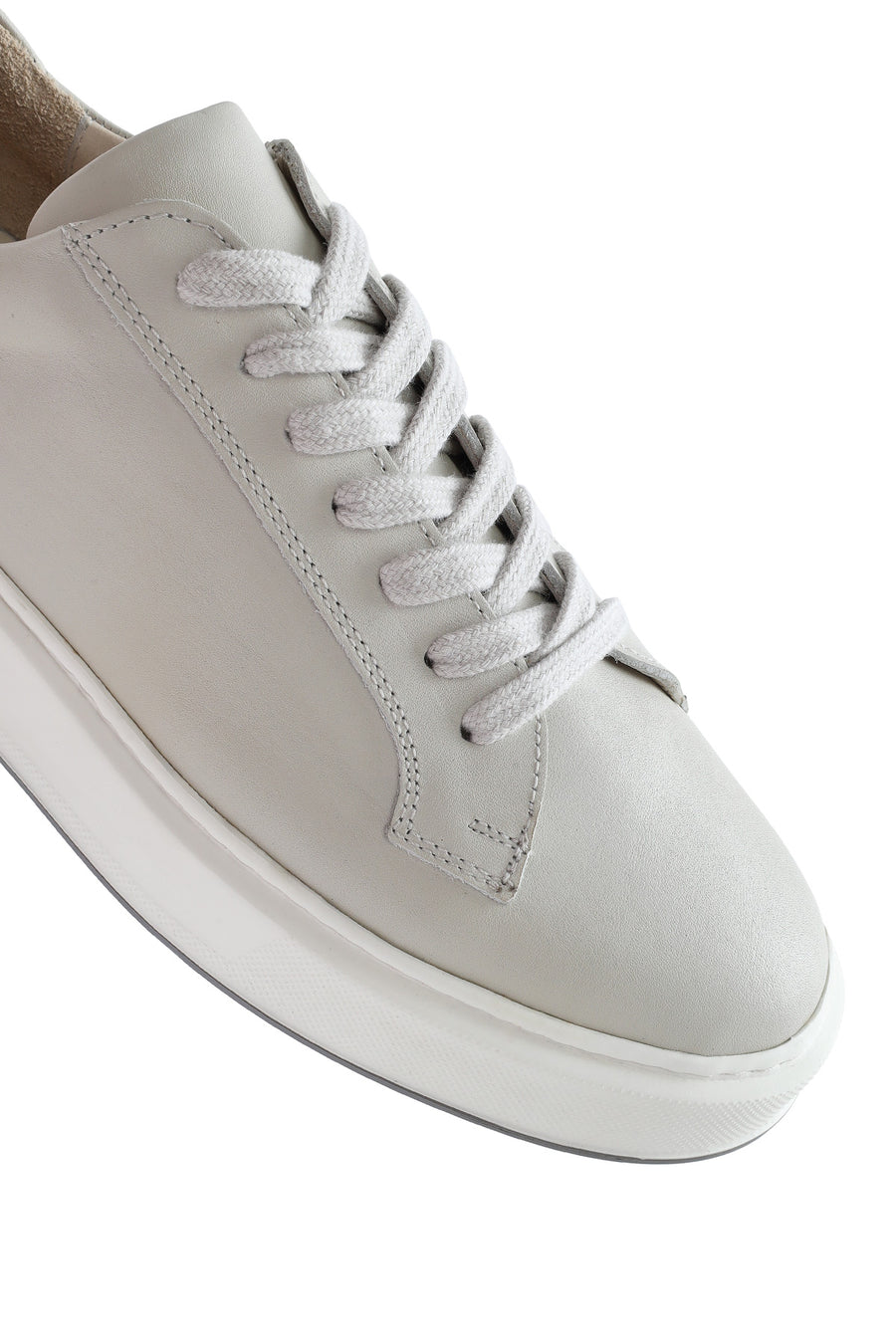 Men's White Thick Sole Lace Up Leather Sneaker