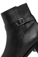 Women's Black Zippered Leather Boots | Derimod