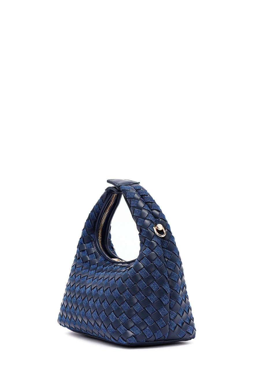 Women's Blue Long Strap Braided Mini Handbag
