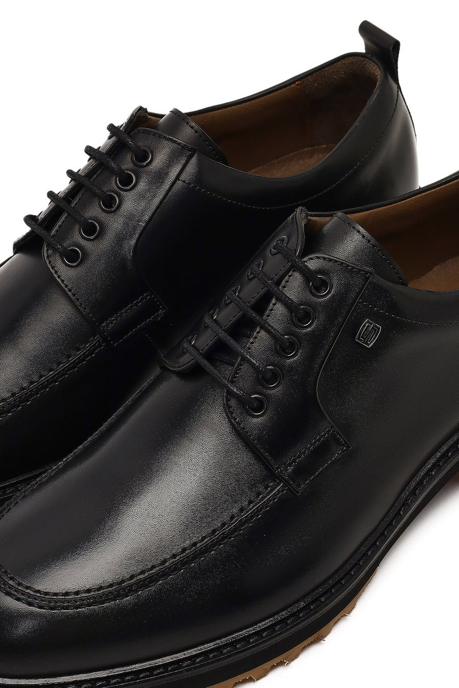 Men's Black Lace-Up Leather Casual Shoes