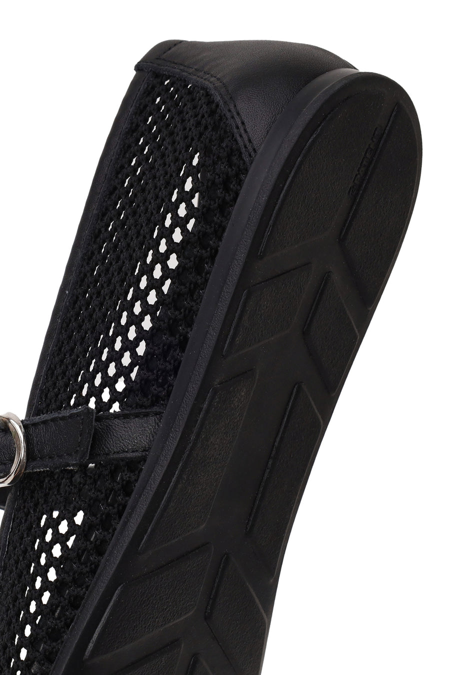 Woman Black Buckled Mesh Ballerine flats