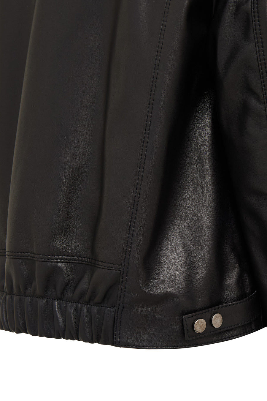 Vanessa Women's Black Shirt Collar Short Oversize Leather Jacket