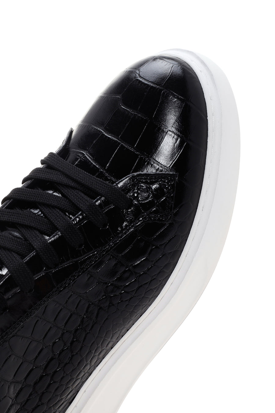 Erkek Siyah Bağcıklı Deri Sneaker