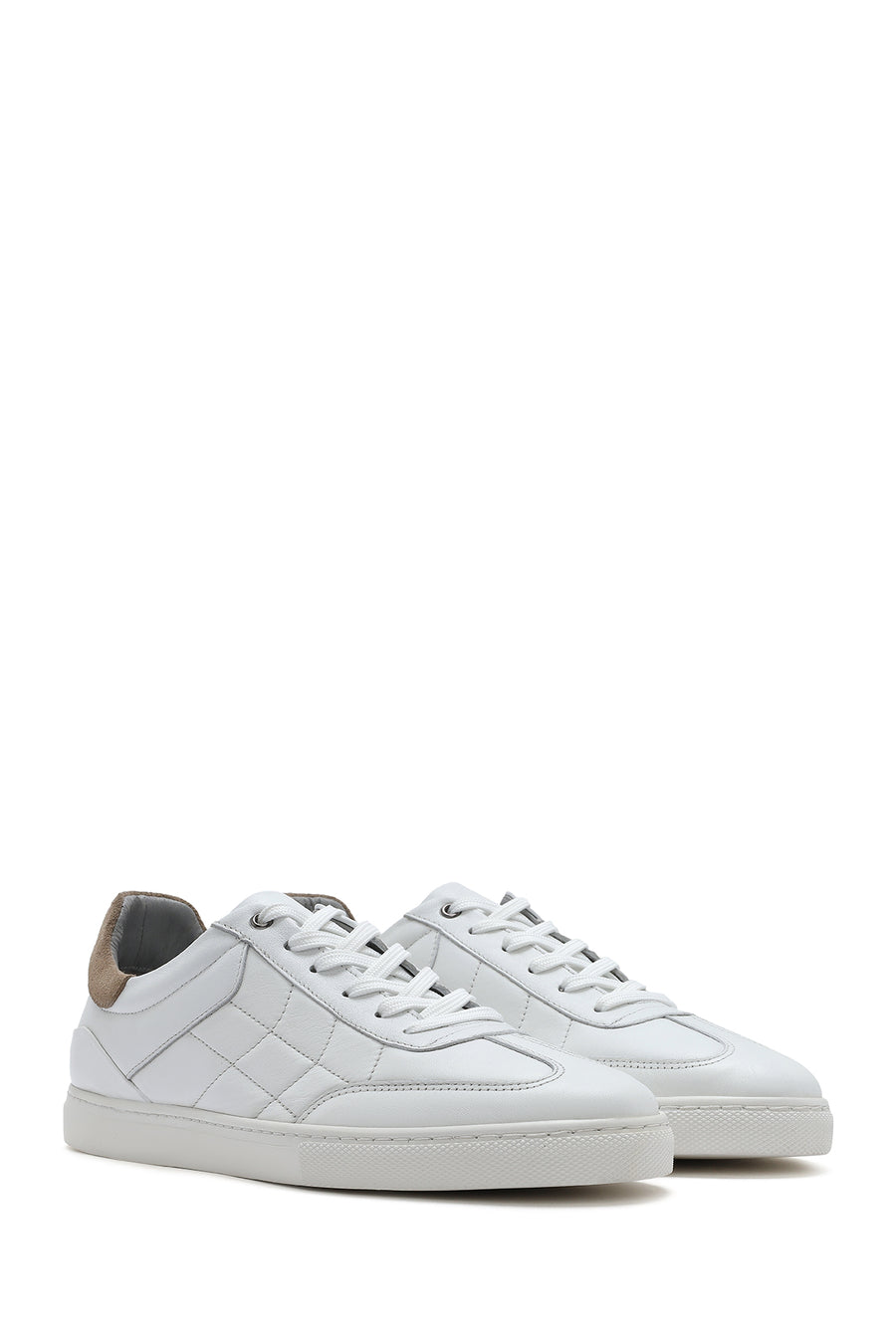 Men's White Lace-up Leather Sneaker