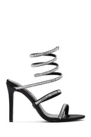 Women's Black Stone Thin Heel Sandals | Derimod