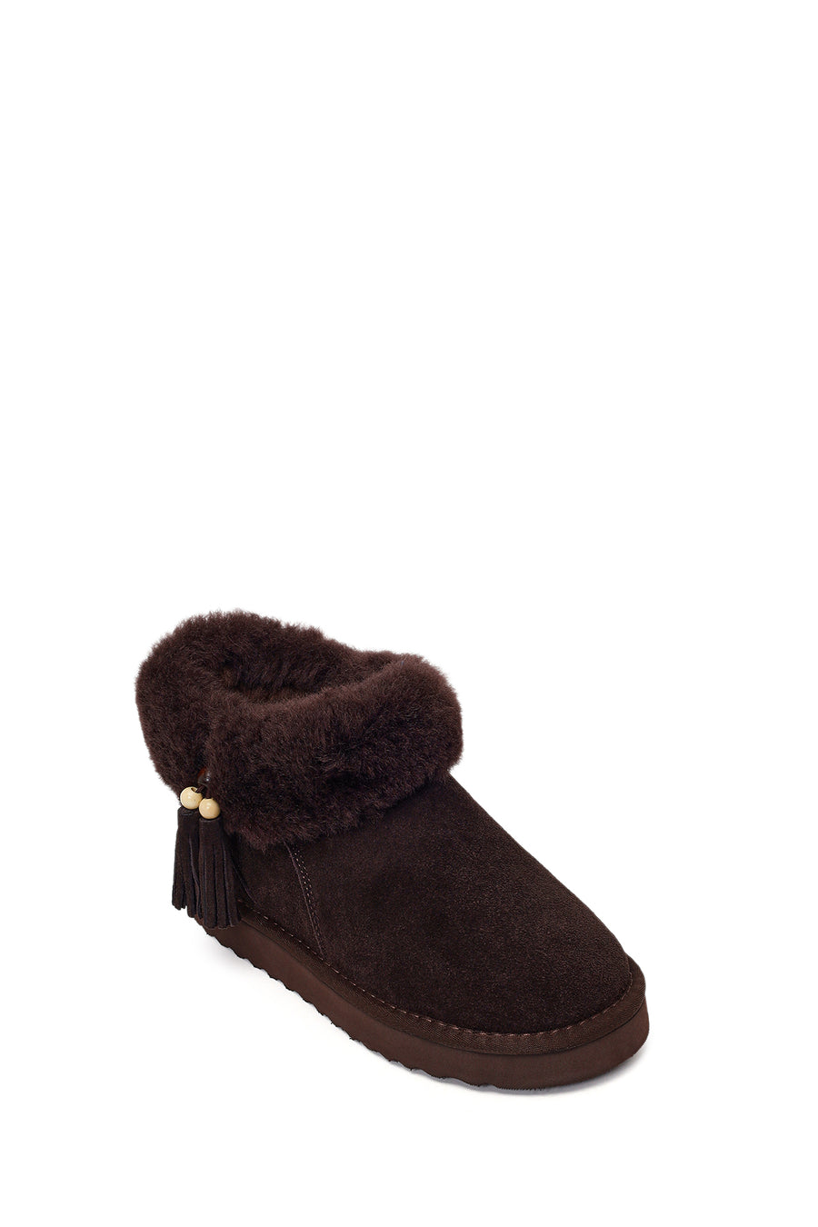 Woman Brown Embellished Suede Teddy Boots