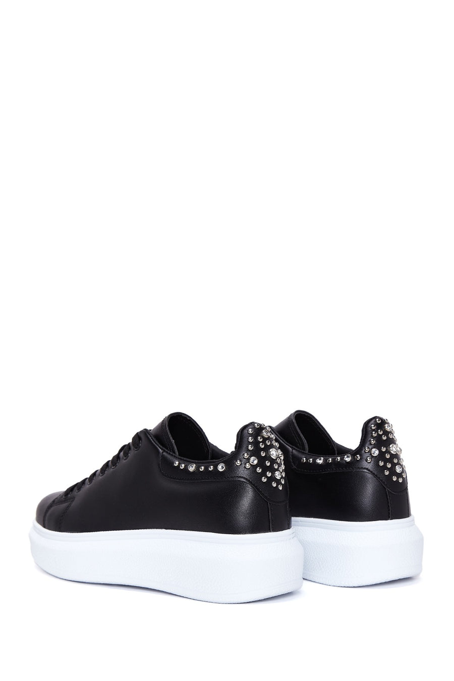 Women's Black Stone Thick Soled Sneaker