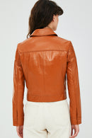 Emma Tile Women's Short Leather Jacket | Derimod