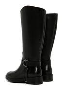 Women's Black Zippered Leather Boots | Derimod