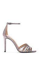 Women's Bronze Ankle Strap Metallic High Heel Leather Sandals | Derimod