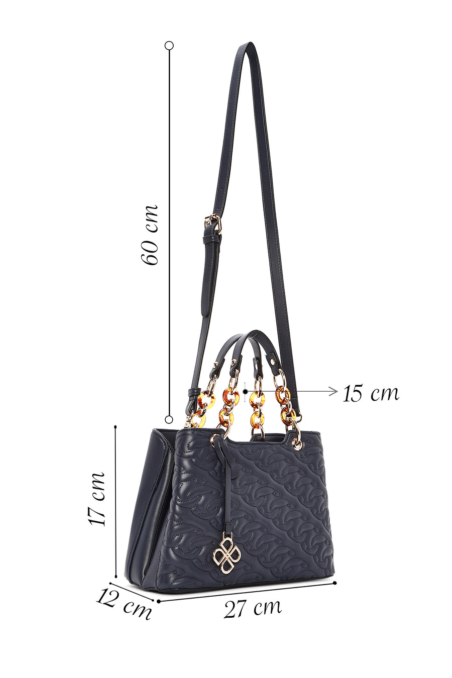 Women's Navy Blue Long Strap Quilted Classic Handbag