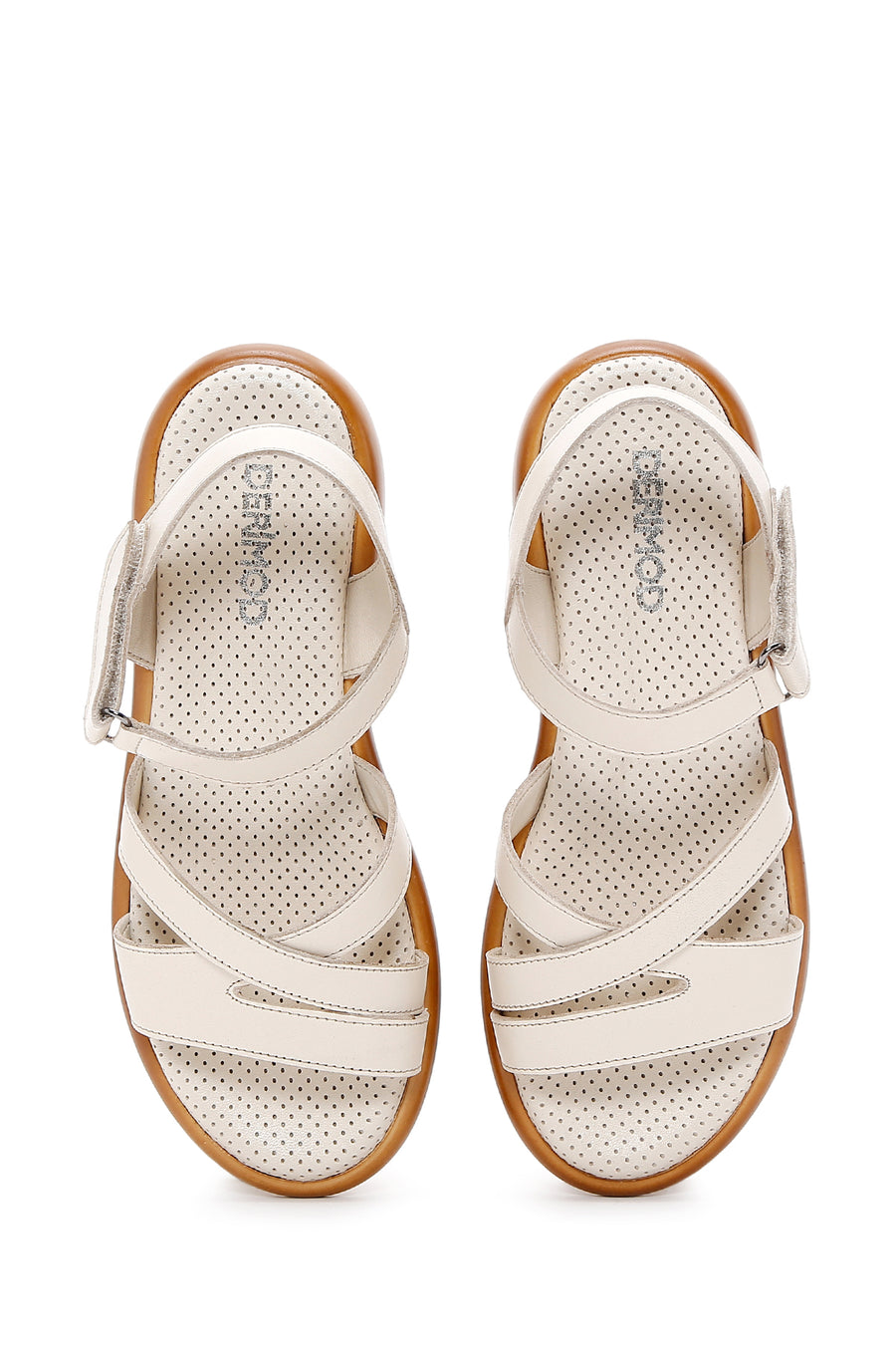 Kadın Bej Deri Comfort Sandalet