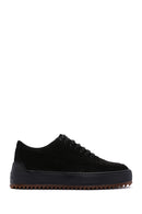 Men's Black Thick Sole Nubuck Leather Casual Sneaker | Derimod