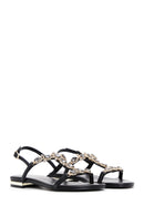 Women's Black Ankle Strap Stone Sandals | Derimod