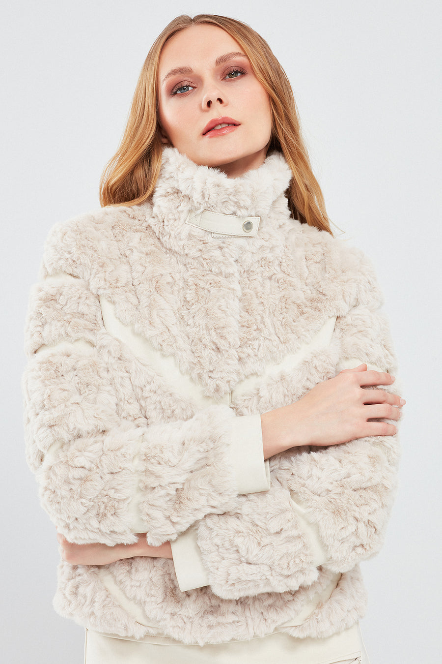 Melrose Women's White Teddy Leather Jacket