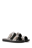 Women's Black Double Buckle Slippers | Derimod