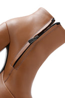 Women's Tan Leather Platform High Heel Boots | Derimod