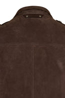Torres Male Brown Mandarin Collar Suede Coat | Derimod