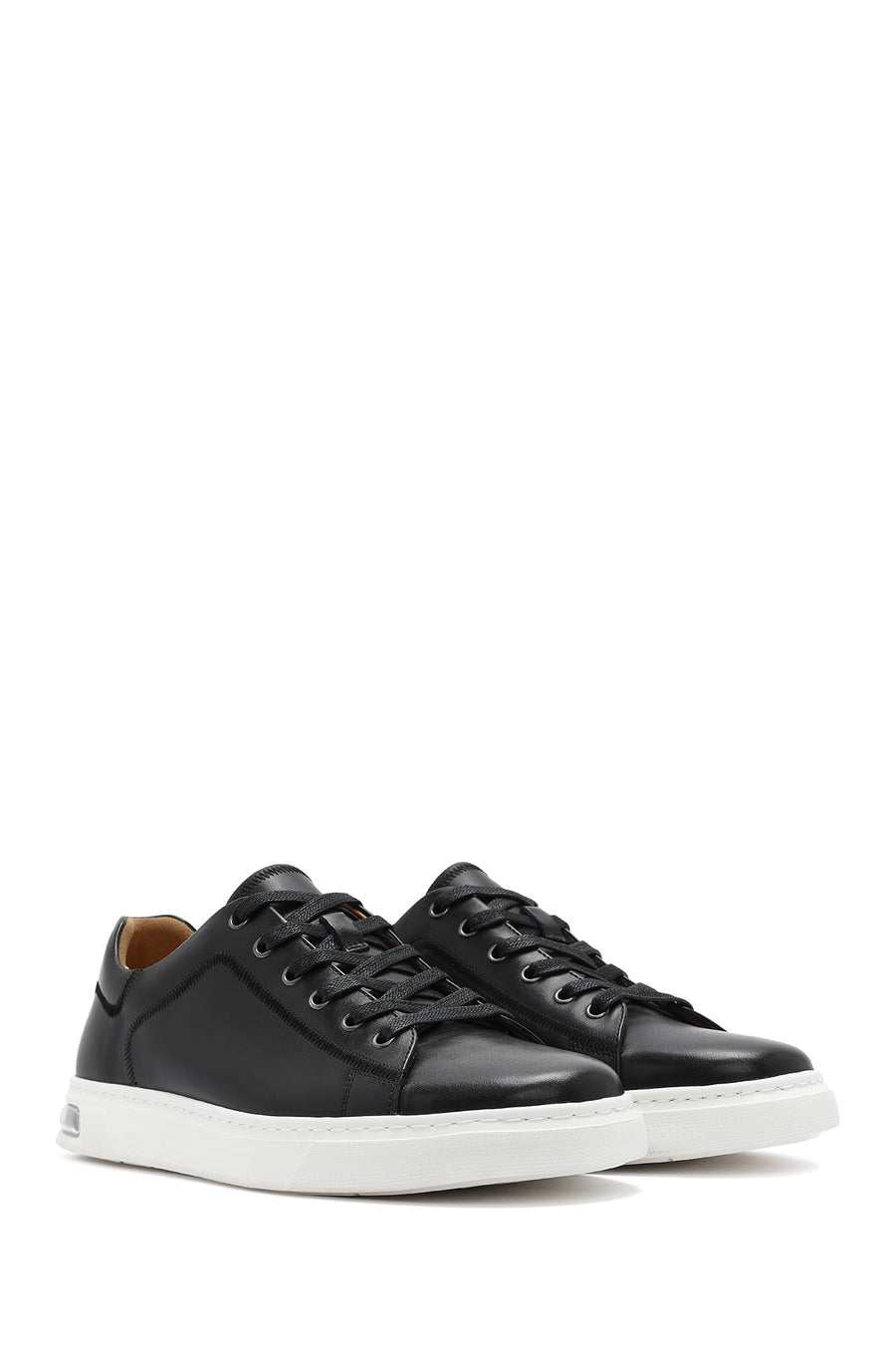 Men's Black Lace-up Leather Sneaker