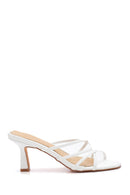 Women's White Printed Heeled Slippers | Derimod