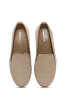 Women's Gray Suede Leather Comfort Loafer | Derimod