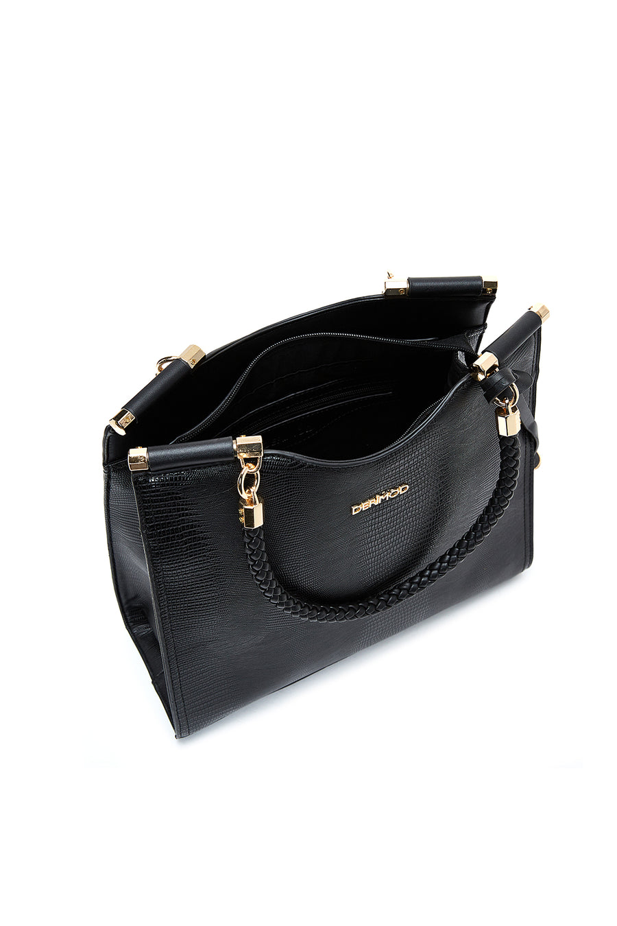 Women's Black Snakeskin Patterned Shoulder Bag