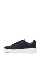 Men's Navy Blue Lace-up Thick-Sole Leather Sneaker | Derimod