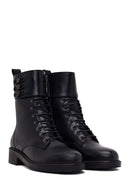 Kadın Siyah Fermuarlı Kalın Tabanlı Deri Postal Bot | Derimod