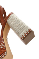 Kadın Taba Bilekten Tokalı Platform Yüksek Kalın Topuklu Sandalet | Derimod