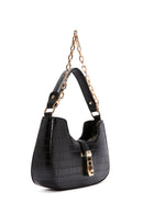 Women's Black Long Strap Crocodile Patterned Shoulder Bag | Derimod