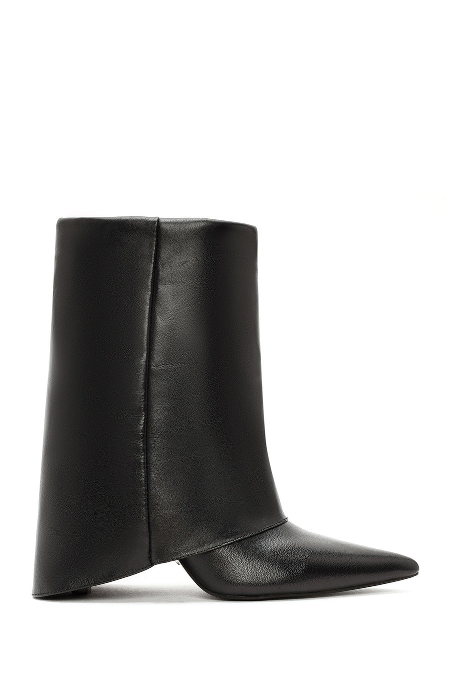 Women's Black Thin Heeled Leather Boots