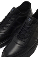 Erkek Siyah Bağcıklı Deri Sneaker | Derimod
