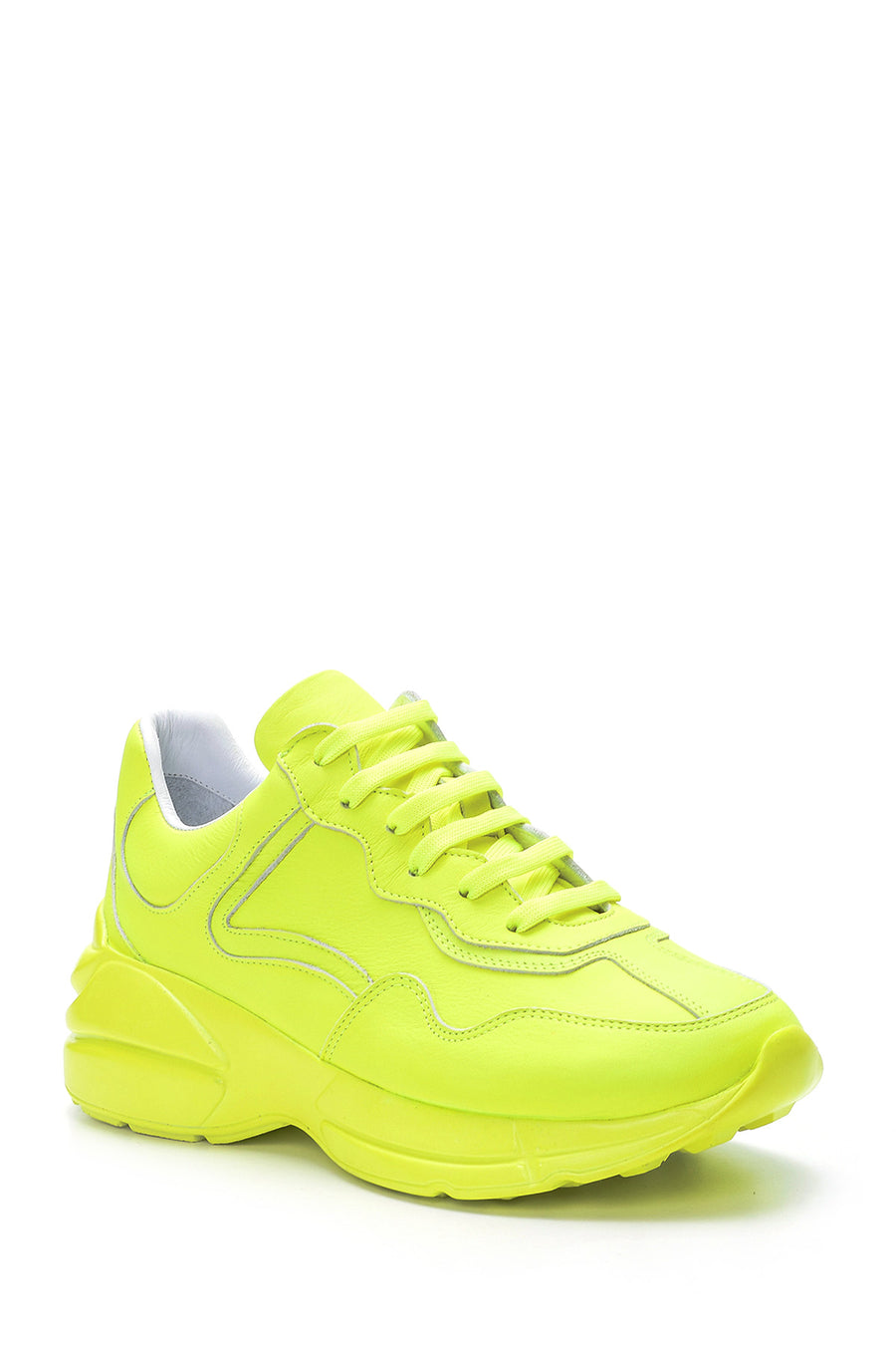 Women's High-Sole Leather Sneaker