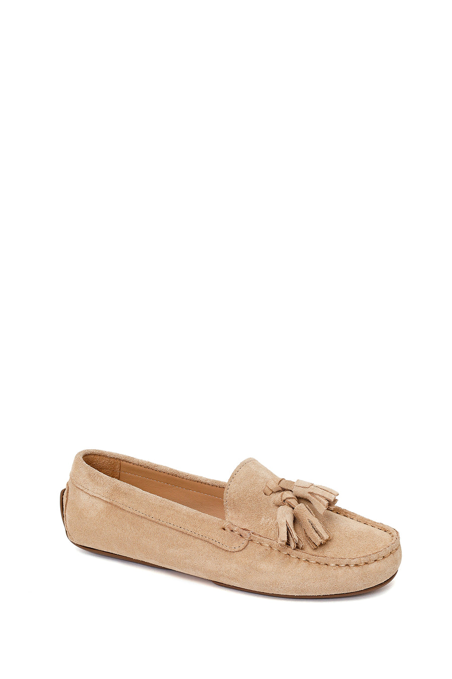 Woman Beige Fringed Suede Loafer