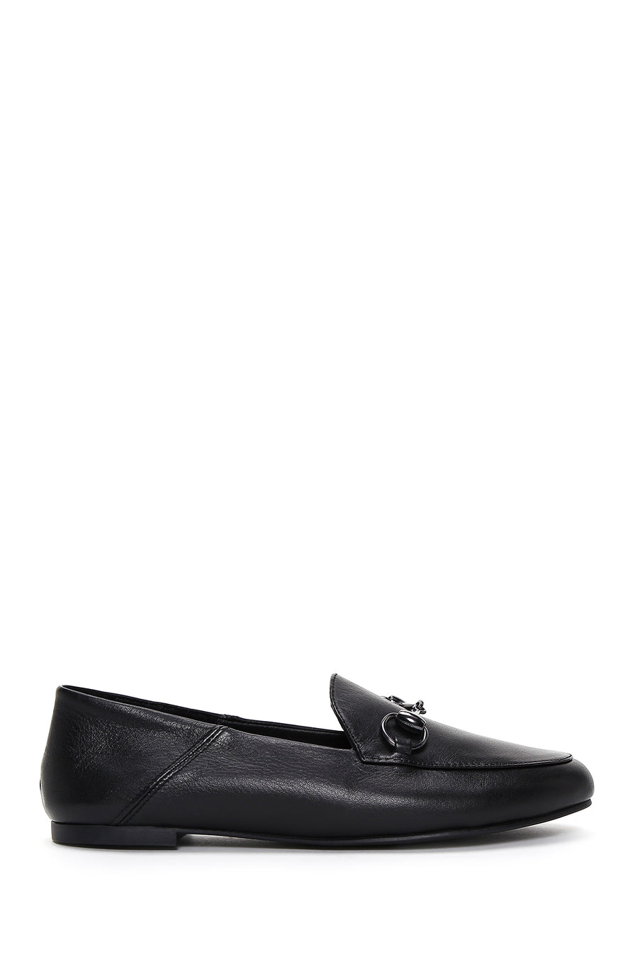 Women's Black Buckled Leather Masculine Loafer 26PFD290118 | Derimod