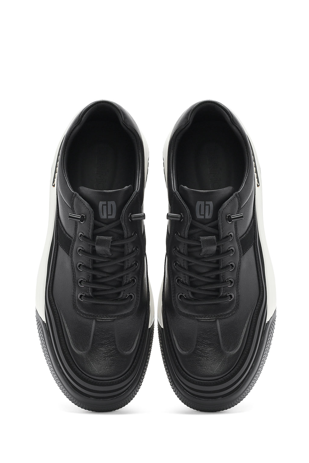 Erkek Siyah Bağcıklı Deri Sneaker