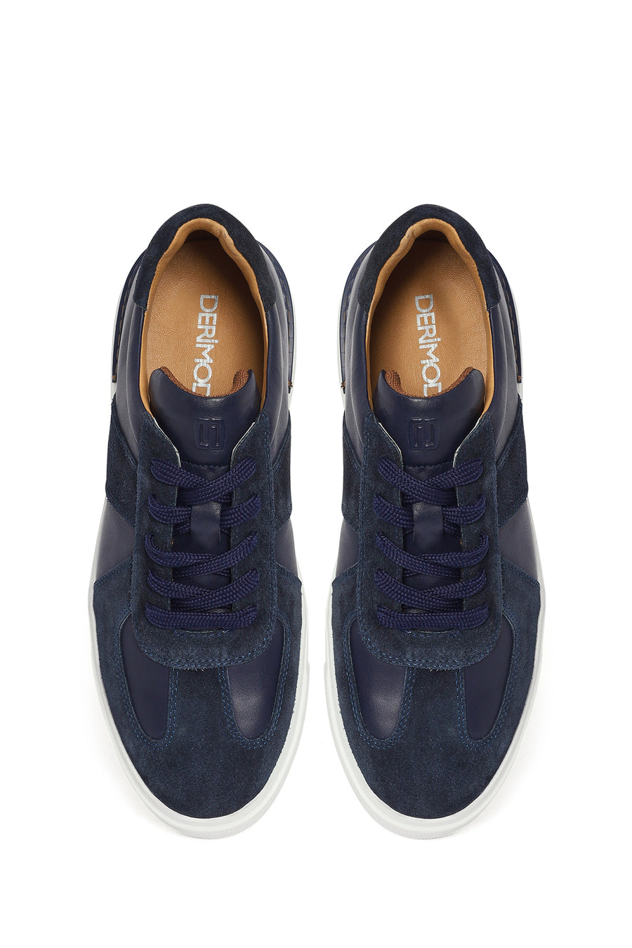 Men's Navy Blue Lace-Up Leather Sneaker
