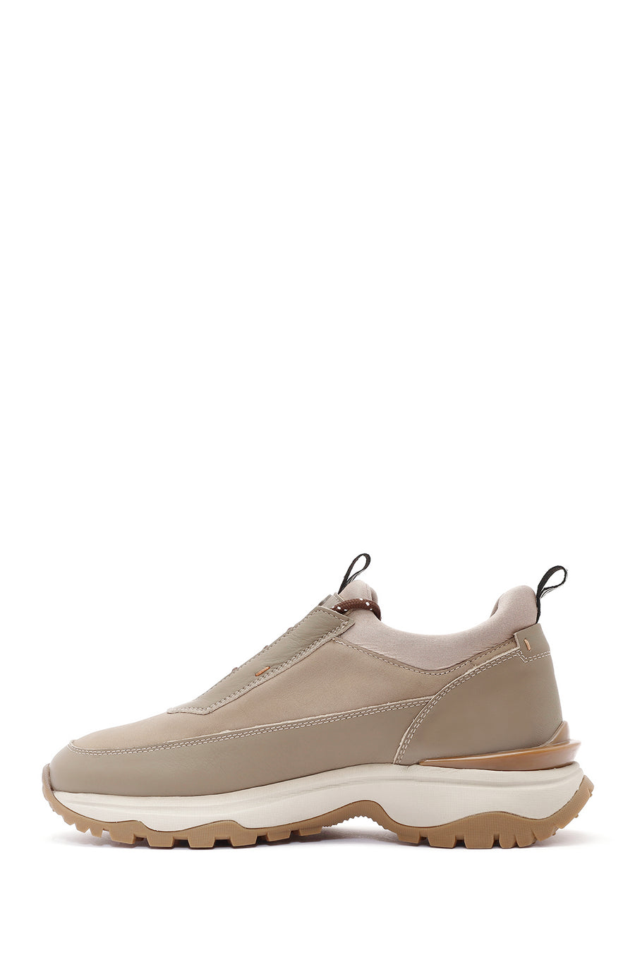Erkek Vizon Bağcıklı Nubuk Deri Sneaker