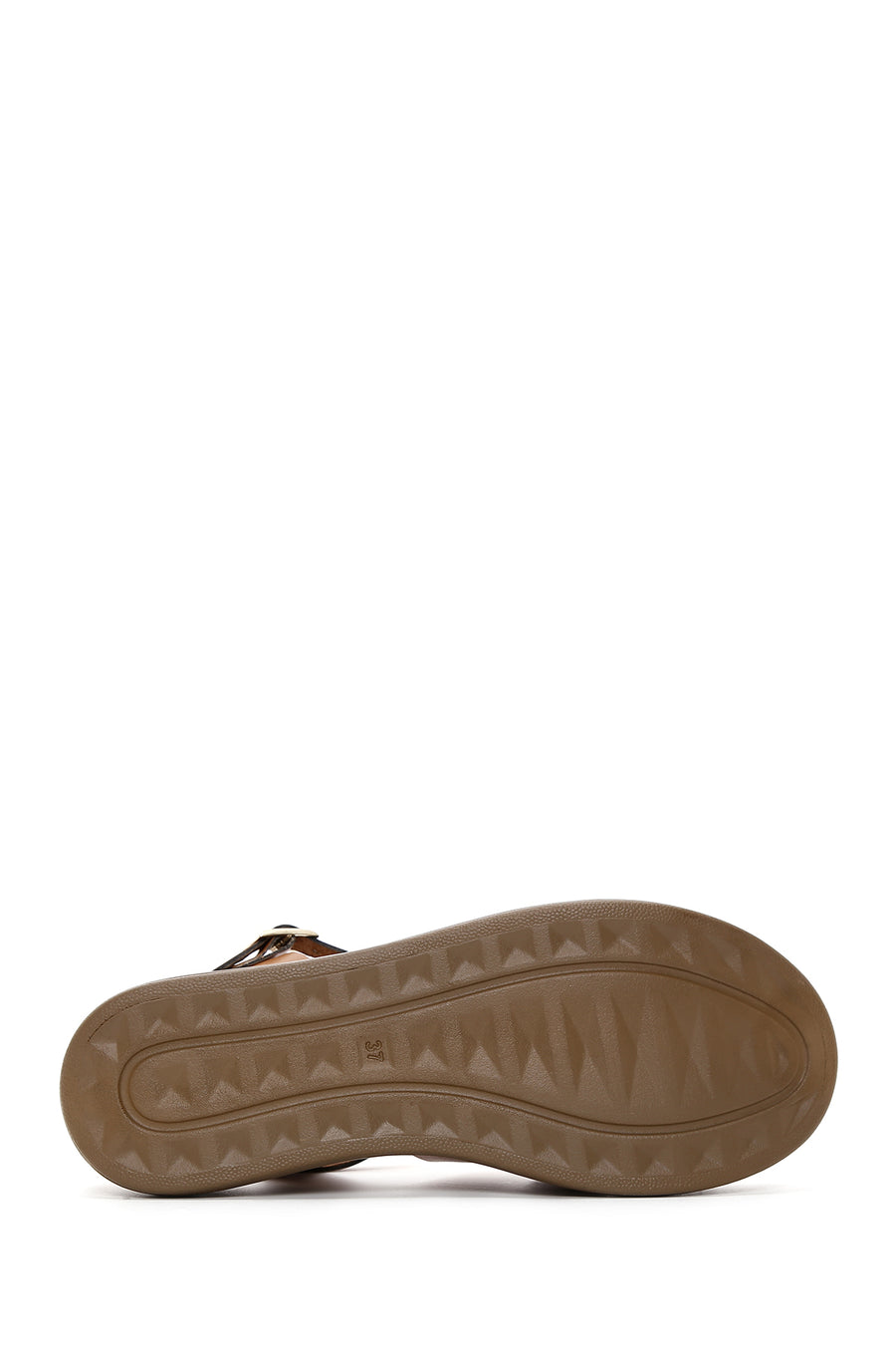 Women's Brown Thick Soled Knitted Detailed Leather Sandals