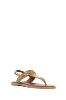 Women's Tan Suede Leather Thong Sandals | Derimod