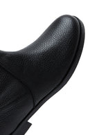 Women's Black Leather Flat Boots | Derimod