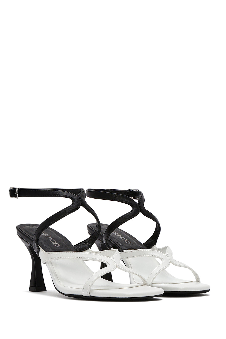 Women's Black Ankle Buckle Thin Heel Sandals