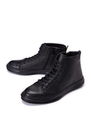 Men's Black Leather High Top Sneaker | Derimod