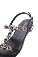 Women's Black Ankle Strap Stone Sandals | Derimod