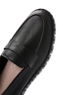 Women's Black Leather Comfort Loafer | Derimod