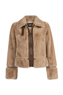 Livigno Woman Beige Short Teddy Coats | Derimod