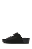 Women's Black Double Buckle Thick Soled Slippers | Derimod