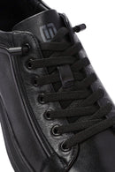 Erkek Siyah Bağcıklı Deri Sneaker | Derimod